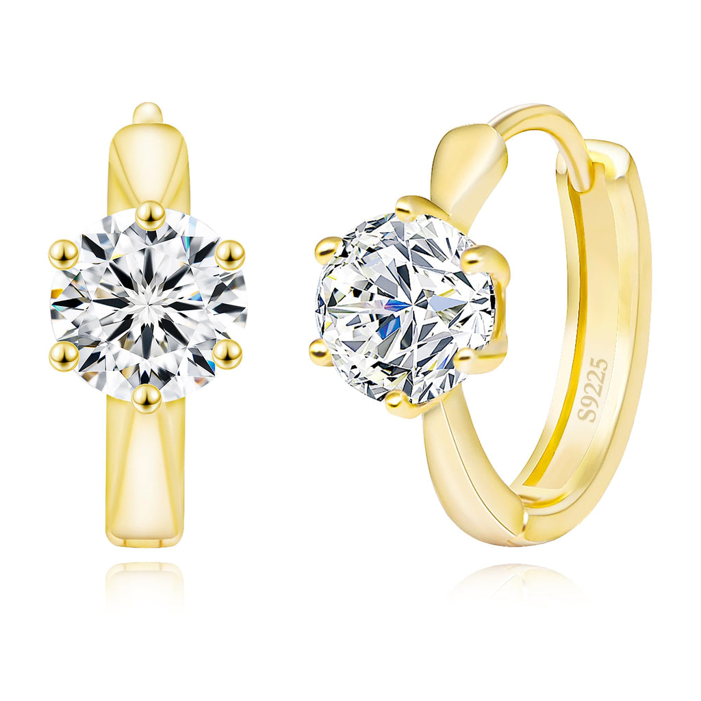 Sereney Sterling Silver Gold Hoop Earrings, Moissanite Earrings for Women as 925 Sterling Silver Earring, Gold Jewelry With 0.5CT Lab-Grown Diamond Earrings as Hypoallergenic Hoop Earring For Women