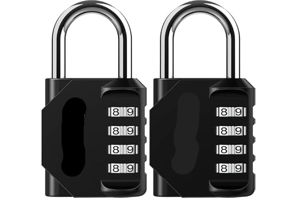 Two black Puroma combination locks on a white background