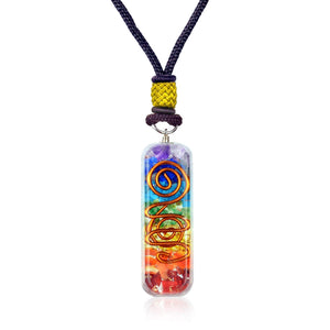 Orgonite Crystal Handmade Seven Chakra Pendant with Adjustable Cord - Orgone Healing Stone Necklace for Spiritual Balance, Meditation, Yoga, Reiki, Gift for Men and Women