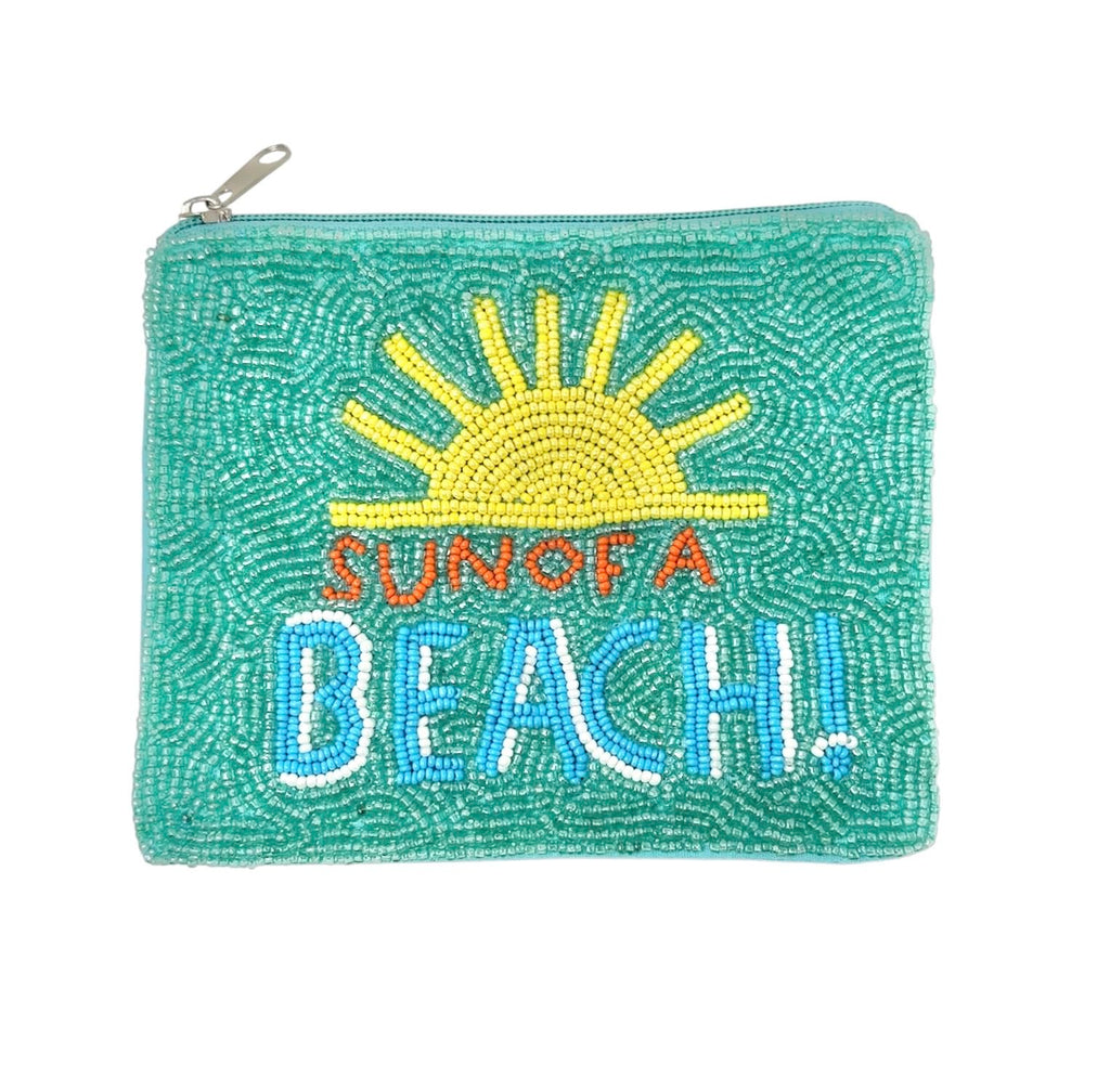 Sun Of A Beach Beaded Coin Purse, Beaded Coin Pouch, Summer Beaded Coin Purse, Small Wallets for Her, Birthday Gifts
