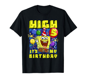 Mademark x SpongeBob SquarePants - SpongeBob Hi 5 Its My Birthday 5th Birthday Gift Boys Girls T-Shirt