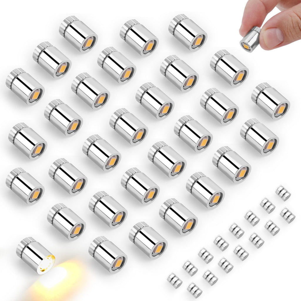 30pcs Miniature LED Lights, Mini Warm White Micro Lights with 15 Extra Battery for Tiny Dollhouse DIY Crafts Party Decor & Model Lighting Battery Operated Small & Bright for Dolls House Accessories