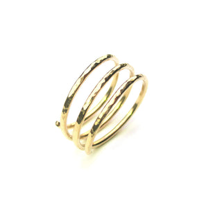 Twisted Designs Jewelry Gold Wraparound Ring in 14k Gold Filled Wire, Adjustable Triple Band