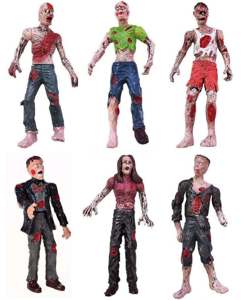 6 Pcs Zombie Dolls Action Figures Walking Dead Terror Corpse Articulated Joints Miniature Model for Halloween Party Decorations As Gifts