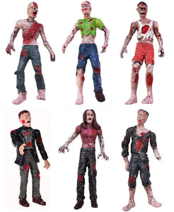 6 Pcs Zombie Dolls Action Figures Walking Dead Terror Corpse Articulated Joints Miniature Model for Halloween Party Decorations As Gifts