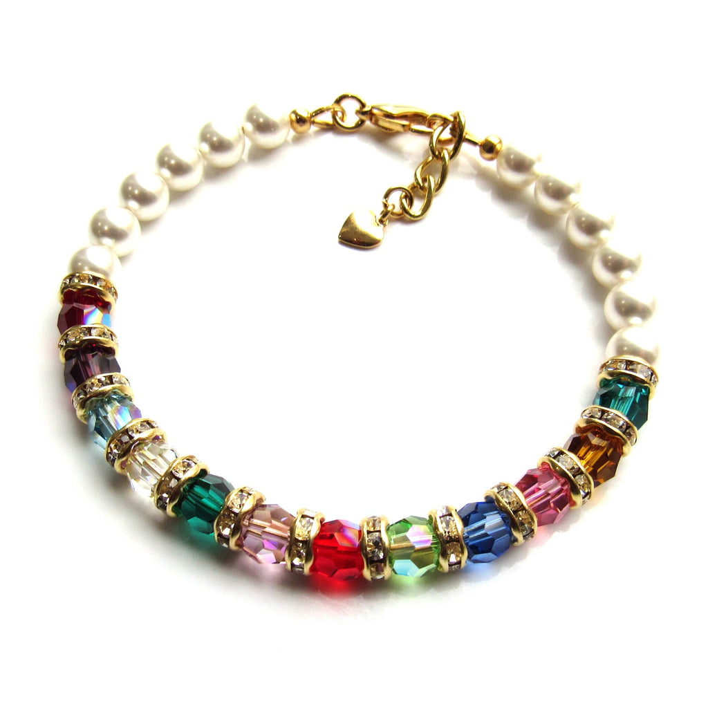 Meaningful Gifts for Mom Grandma, Custom Mothers Bracelet with 1-18 Birthstones, Personalized Family Jewelry Gold, Birthday Christmas Gift for Wife, Choose Your Own Stones and Size