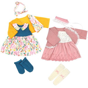 20 Inch Doll Clothes Outfits Doll Dress with Coat, Headband Socks 2-packs for 20-22 Inch Doll (Not Include Doll)