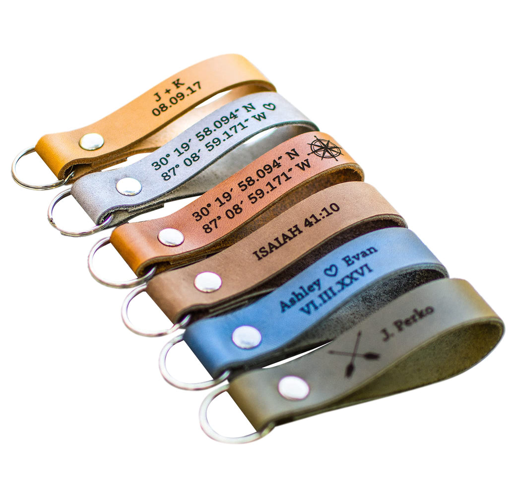 Personalized Leather Keychain | Handmade in USA using Full Grain Italian Leather