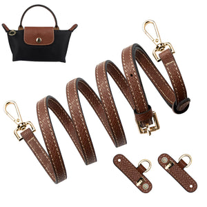 SOPROM Crossbody Strap for Longchamp Mini Bag, Strap Kit for Long Champ Le Pliage(Width:11mm,Color:Brown&Gold)