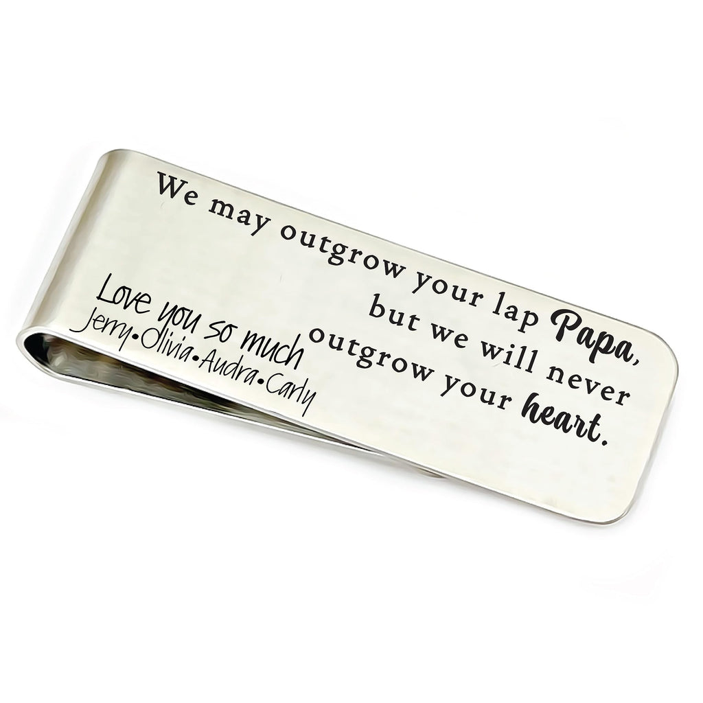 Personalized Grandpa Money Clip Gift Idea For Papa Gift Idea May Outgrow Your Lap But not Your Heart Father's Day Gift Papaw Opa Poppop OUTGROW-MONEY