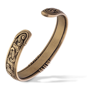 Viking Bracelet - Adjustable Bronze Norse Cuff - Nordic Metal Arm Ring Jelling Style - Scandinavian Design Armband - Norse Jewelry for Men Women
