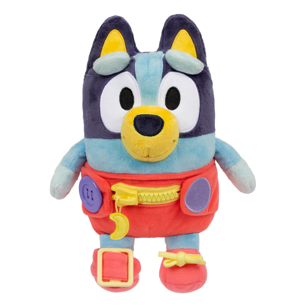 Dress & Play Baby Bluey Plush, Button, Zip, Buckle and Tie, Learn to Dress Dolls for Toddlers Ages 3+, Fine Motor Skills Buckle Toys