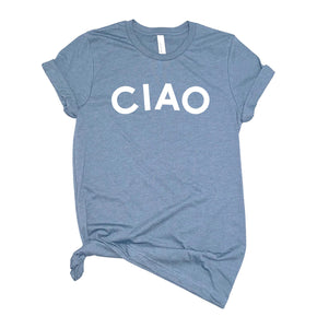 CIAO T Shirt French Shirt Womens T-Shirt Casual Top Graphic Tee Short Sleeve Shirt Goodbye T Shirt Hello Heather Mauve