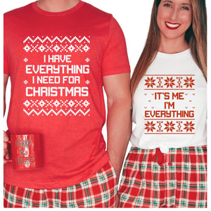 I Have Evrything I Need For Christmas Shirts For Couple, His And Her Christmas Outfits, Mr and Mrs Matching Couples Christmas Shirts, Cute Christmas Couple Pajamas Matching Sets Top Christmas Party