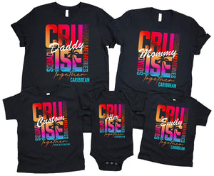 Family Cruise Shirts 2025 Matching Cruise Shirts for Family Vacation Cruise Squad T-Shirt Custom Name and Location Multicolor