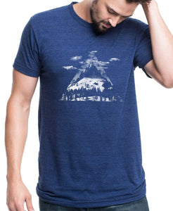Black Lantern Nature T-Shirt Mountain and Clouds Tri-Blend Graphic Tees - Sizes Small to 2XL Available - Mountain Wild Indigo Tee Shirt