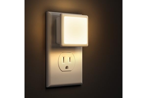 L LOHAS LED Night Lights Plug into Wall 2-Pack, 0.3W Plug in Night Light, Dusk to Dawn, 3000K Soft White, Bright Nightlight Auto-On/Off, for Adults Kids Room Bedroom Bathroom Hallway Kitchen, Non-Dim
