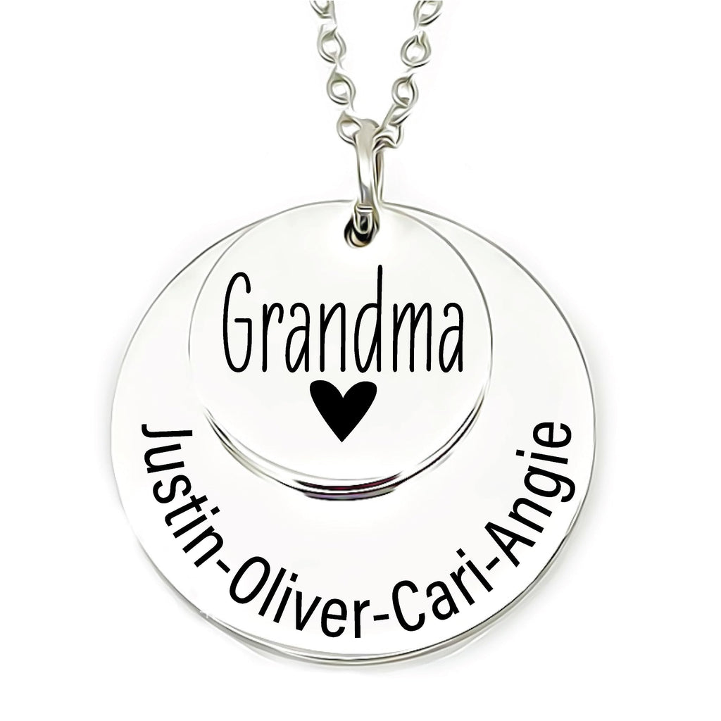 Grandma Necklace Disc Personalized Mom Necklace Mom Gift Name Necklace Mother's Day Gift For Mom Personalized Name Kids Names Cora Ruth Necklace Grandma Christmas Gift