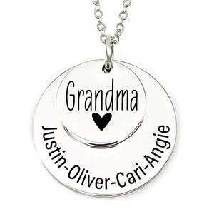 Grandma Necklace Disc Personalized Mom Necklace Mom Gift Name Necklace Mother's Day Gift For Mom Personalized Name Kids Names Cora Ruth Necklace Grandma Christmas Gift