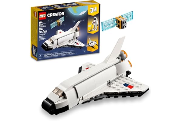 LEGO Creator 3 in 1 Space Shuttle Toys - Space Toys Building Set for Boys & Girls, Ages 6+ - Option to Build 2 Spaceships or Astronaut - Educational Gift for Kids Birthday & Holidays - 31134
