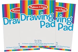Melissa & Doug Drawing Paper, Sketch Pad, 3-Pack Bundle for Coloring, Writing or Painting (9 x 12 inches) - 50 Sheets Each, Kids Drawing Pad & Art Supplies for Kids Ages 3+ - FSC Certified
