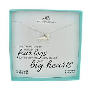 MOM & THREE DAUGHTERS Dachshund Charm Necklace | 18" Chain | Dog Jewelry for Women | Dog Best Friend Necklace | Gifts for Dachshund Owners