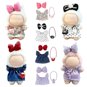 17 cm Doll Clothes 4 Sets - 6.7 Inches Cute Dolls Dress Outfits - Premium Fashion Accessories?Luxury Chic Doll Clothing & Style Bundle 3Pcs Set?Cute Doll Dress+Bow+Bag??Gifts for Lovers?No Dolls?