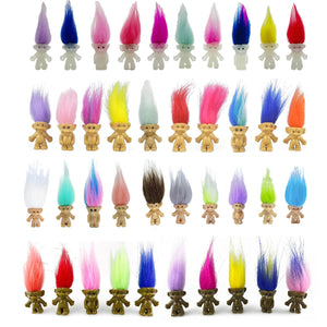 40pcs Luminous Mini Troll Dolls Glow in The Dark Vintage Action Figures Troll Dolls 1.2" Bodies, 2.3" Hair. Cake Toppers School Project, Arts and Crafts (40pcs)