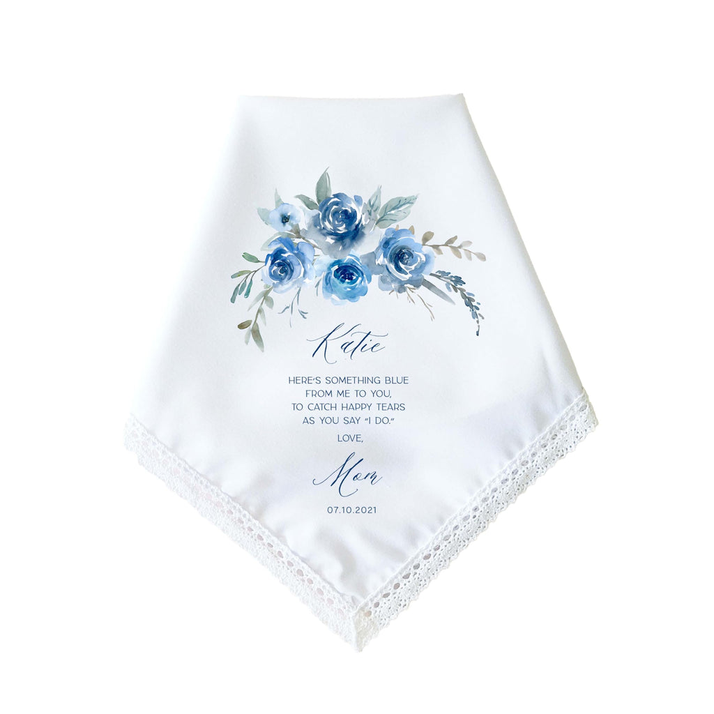 Something Blue Gift for Bride | Something Blue Before I Do | Personalized Wedding Handkerchief for Bride | Bridal Shower Gift for Daughter, Daughter in Law, Granddaughter, Niece, Sister, Best Friend
