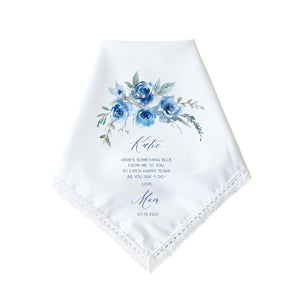 Something Blue Gift for Bride | Something Blue Before I Do | Personalized Wedding Handkerchief for Bride | Bridal Shower Gift for Daughter, Daughter in Law, Granddaughter, Niece, Sister, Best Friend