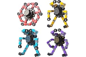 Transformable Fidget Spinners Toys 4 Pcs for Kids and Adults Stress Relief Sensory Toys for Boys and Girls Fingertip Gyros for Party Favors Chrismas Stocking Stuffers Bulk for Teens
