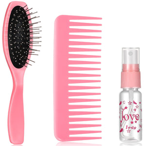 Civaner 3 Pieces Doll Wig Brush Set with Spray Bottle, Comb and Styling Accessories for 18 Inch Dolls(Light Pink)