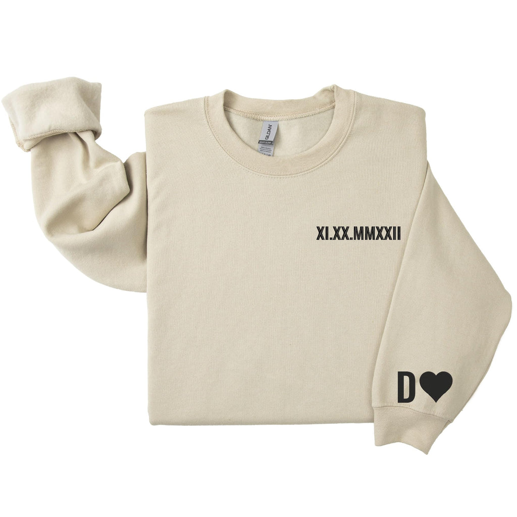 RUSTIC UNITED Custom Roman Numeral Date Sweatshirt, Bride Sweatshirt, Custom Matching Sweatshirts, Matching Outfit Gift for Couples Multicolor