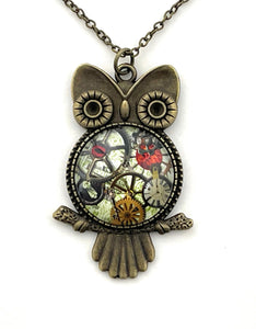 Fern & Filigree Steampunk Owl Necklace - Handmade - Unique Pendant for Women