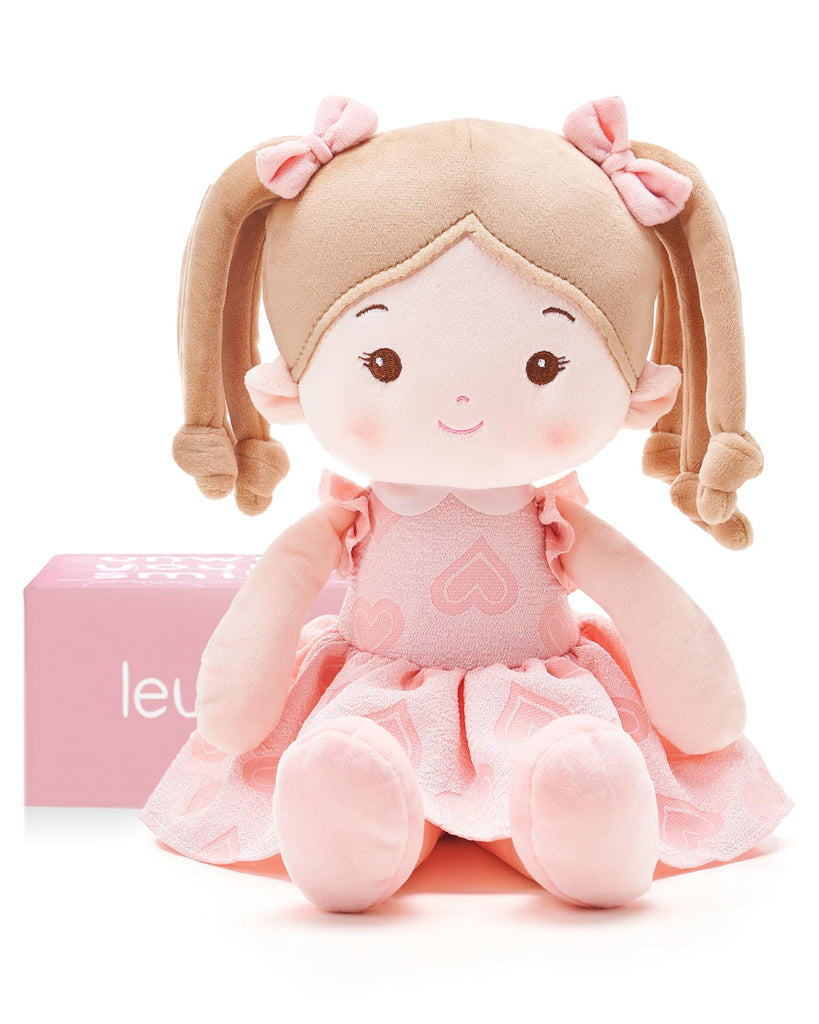 LeyaDoll Soft Baby Doll Toys (16''), My First Baby Rag Doll for 1 Year-Old Girl Birthday Gift, Christmas Plush Toys Gift for Toddler Kids Infants -Sweetheart Girl