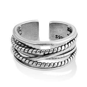 Watforsh Small Twist Vintage Chunky 925 Sterling Silver Y2K Braided Rings Thumb Cool Fidget Ring for Women