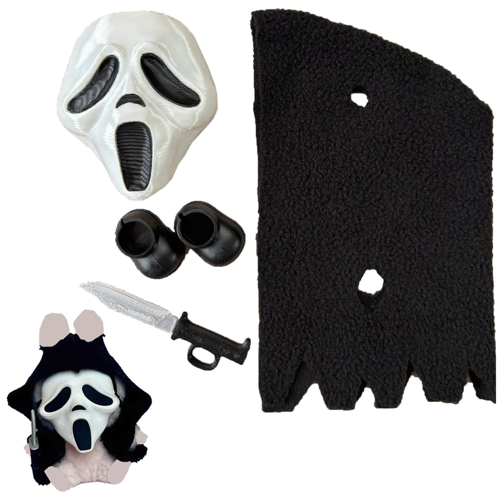 4PCS Scream Mask, 15-17cm Doll Outfits Set Including Halloween Mask, Clothes, Shoes and Toy Knife, Cute Horror Style Skull Masks for Dolls Accessories, Ideal for Halloween Party Play and Display