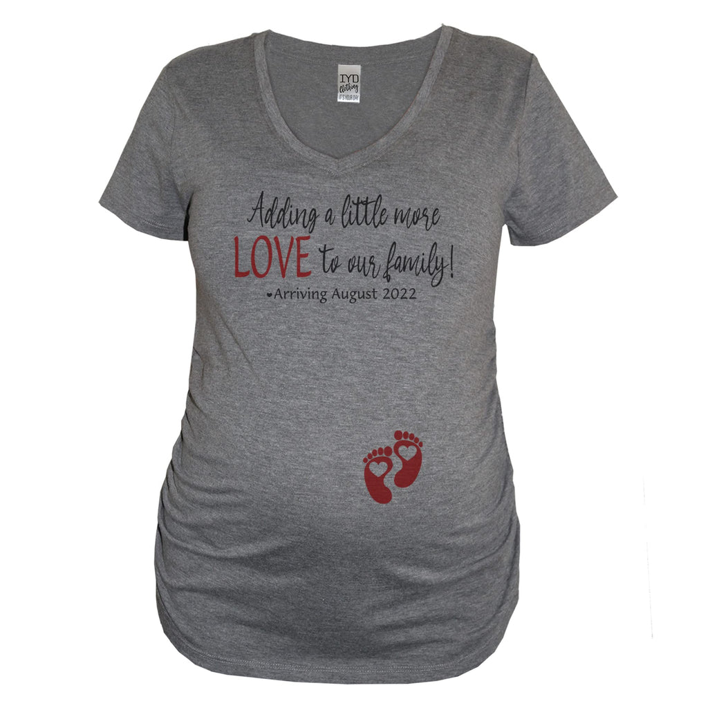 Personalized Adding A Little More Love Valentines Day Maternity Tshirt Womens Funny Pregnancy Announcement Shirts Pregnant Women Expecting Moms Gift White