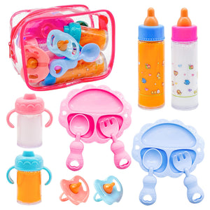 13 PCS Baby Doll Accessories Magic Bottle Set,Doll Feeding Set with Package,Pretend Play Feeding Toys for Kids,Girls,Party,Gift
