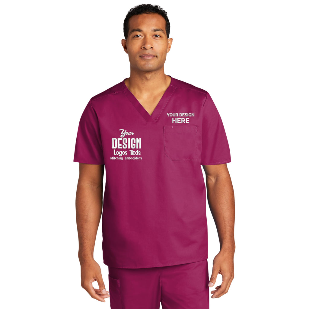CUSTOM PREMIUM Custom Scrubs for Women and Men with Pocket, Unisex Chest Pocket V-Neck Top, Female and Male Scrubs
