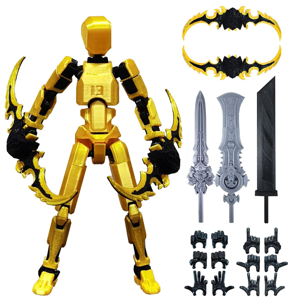 T13 Action Figure Set,Titan 13 Action Figure with Multiple Accessories,Easter Basket Stuffers for Boys (Gold)