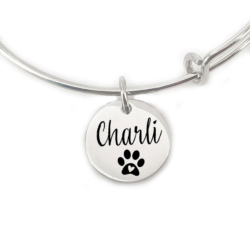 SM Design Bangle Bracelet Personalized Gift for Girl Dog Parent Cat Personalized Bracelet Gift Vet Paw Print Dog Mom Personal ANNIE-BANGLE