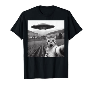 Cat Selfie with Alien UFO Funny Cat Gifts for Men Women Kid T-Shirt