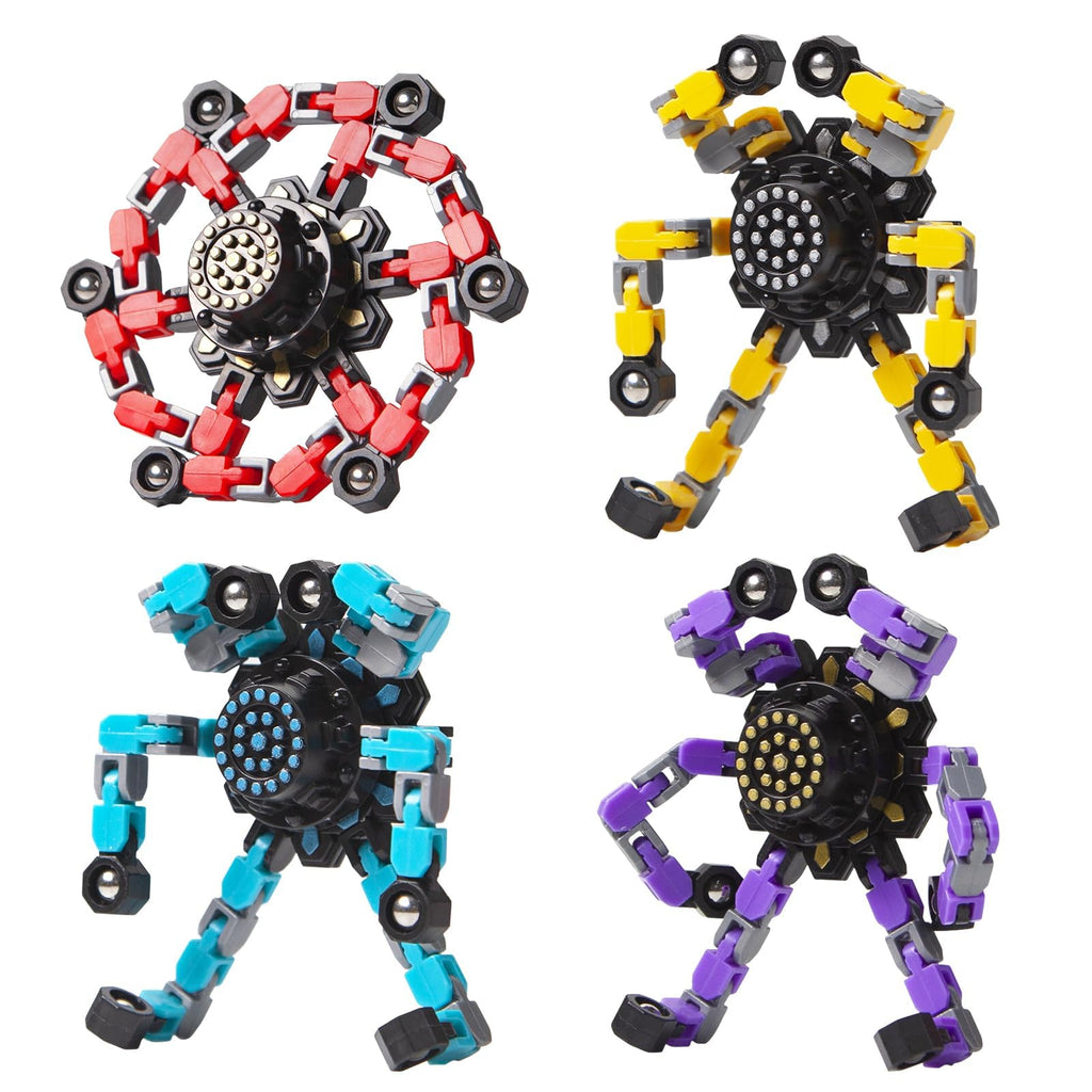 Easter Basket Stuffers,Transformable Fidget Spinners Toys 4 Pcs for Kids and Adults Stress Relief Sensory Toys for Boys and Girls Age 8-13 Fingertip Gyros Easter Party Favors Birthday Gifts for Teens