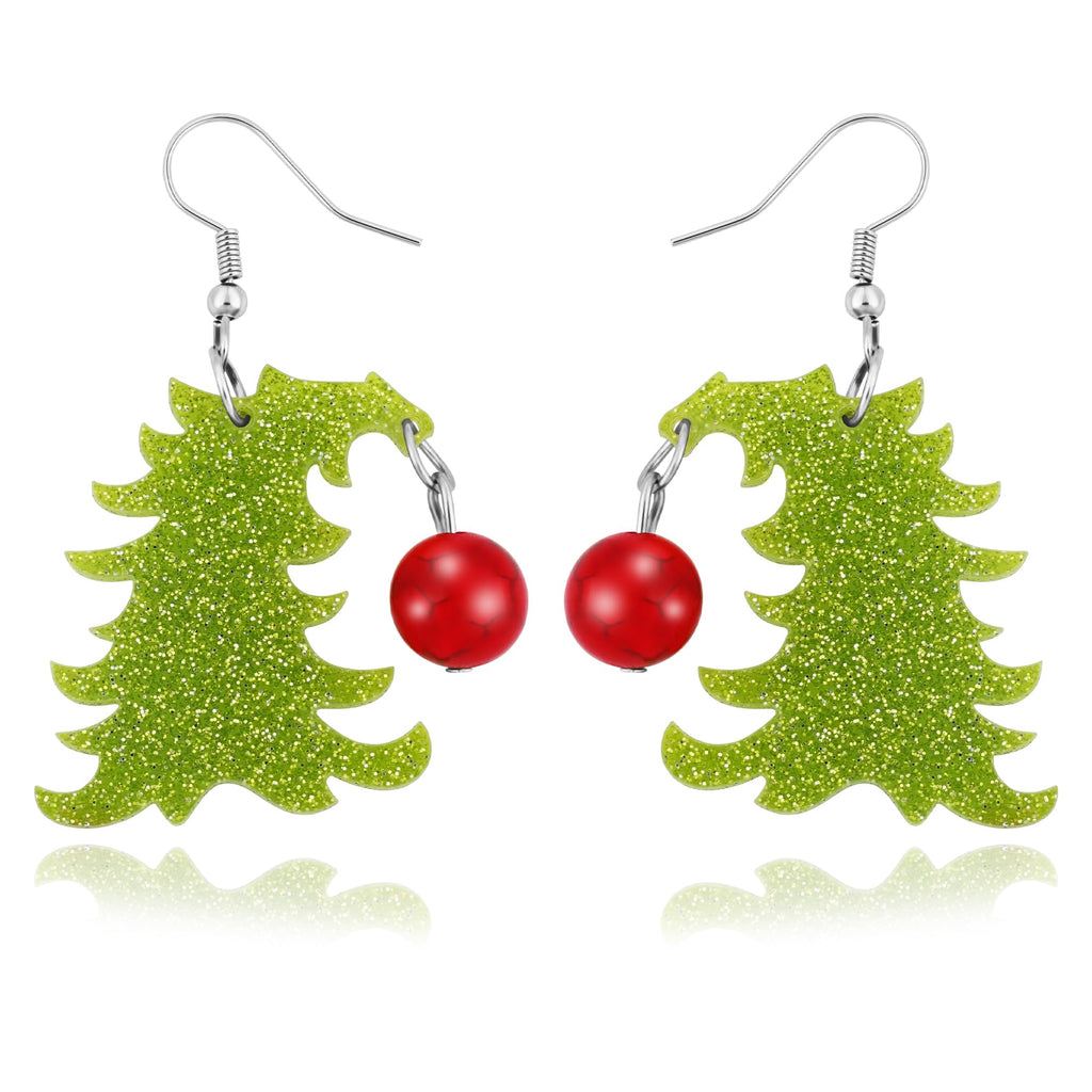 Pealicious Christmas Tree Earrings for Women, Christmas Earrings Matching Xmas Accessories with Acrylic as Stocking Stuffers Gifts, Dangling Holiday Jewelry for Movie Fans as Xmas Gifts
