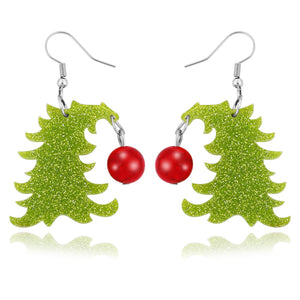 Pealicious Christmas Tree Earrings for Women, Christmas Earrings Matching Xmas Accessories with Acrylic as Stocking Stuffers Gifts, Dangling Holiday Jewelry for Movie Fans as Xmas Gifts