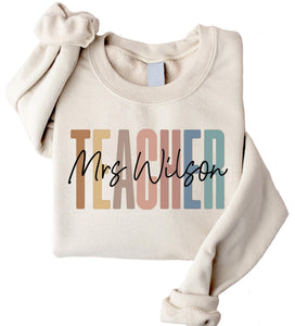 Hee-Roes Personalized Teacher Sweatshirt with Name Back to School Teacher Gifts Teacher Appreciation Gifts Teacher Hoodies Custom Teacher Sweater for Women and Men