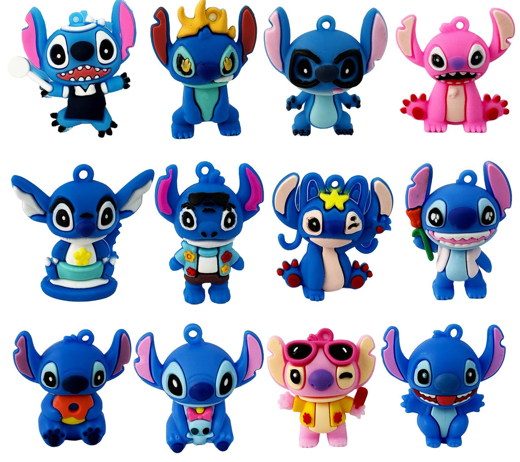 12Pcs Stitch and Lilo Collectible Figure Set - Birthday Party Favors - Home Decoration - Goodie Bag Fillers