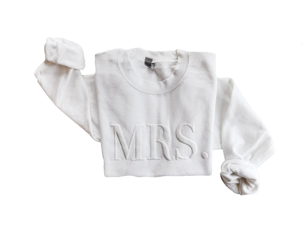 Up2ournecksinfabric Mrs Sweatshirt Bride Sweatshirt - Custom Mrs Sweatshirt - New Mrs - Honeymoon Pajamas - Wedding Gift - Future Mrs. Gift Gift for Bride Multiple Colors