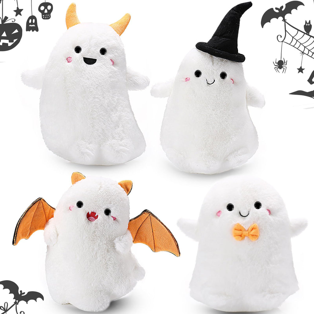 Liliful 4 Pcs Halloween Ghost Stuffed Animal Bulk 8 Inch Toys Ghost Stuffed Animal Plush Cute Spooky Dolls Plushes for Halloween Party Favors Decoration Gift Bag Filler(Classic)